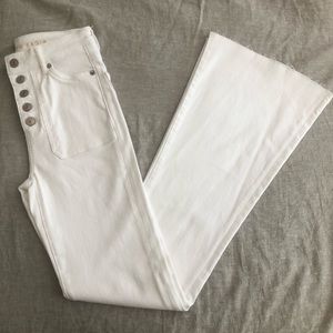 White AE High Rise Flare Jeans